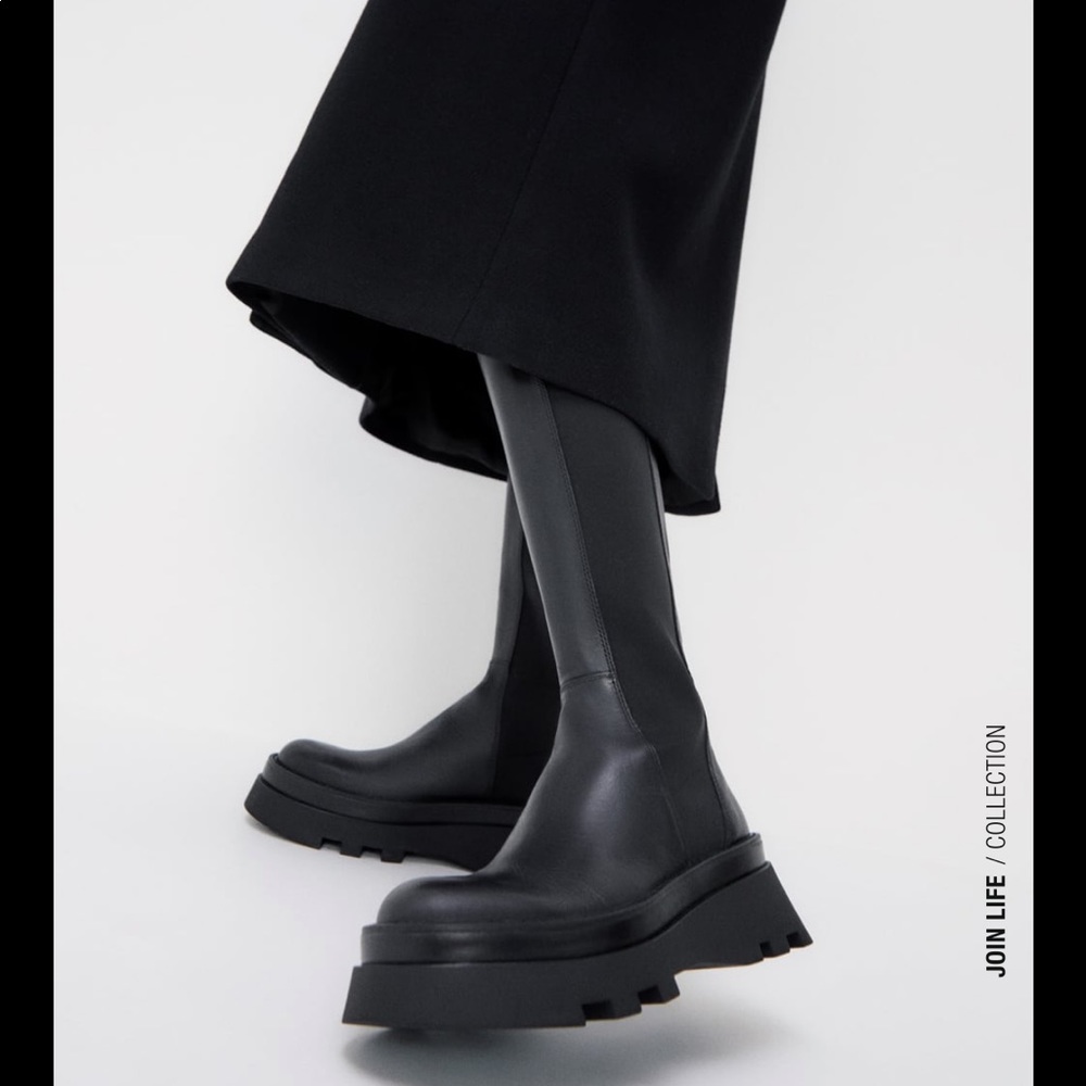 Zara lug sole leather boots